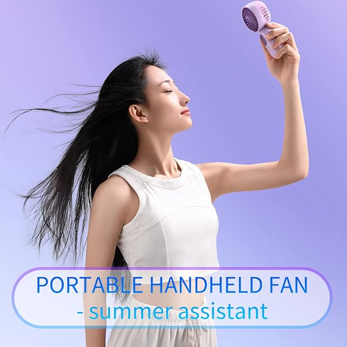 Mini Portable Fan 2 Pack, Cute Handheld Fan Battery Operated Lightweight Small Personal Fan with 3 Speeds and USB Rechargeable Eyelash Fan for Stylish Girl Kids Women Men Office Outdoor Travel Camping