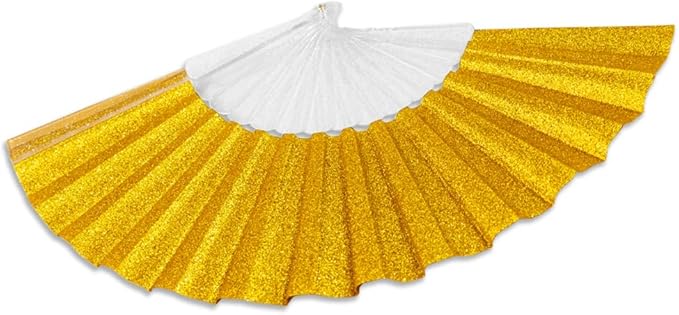 Flags Importer Glitter Gold Small Hand Fan (Clear Handle)