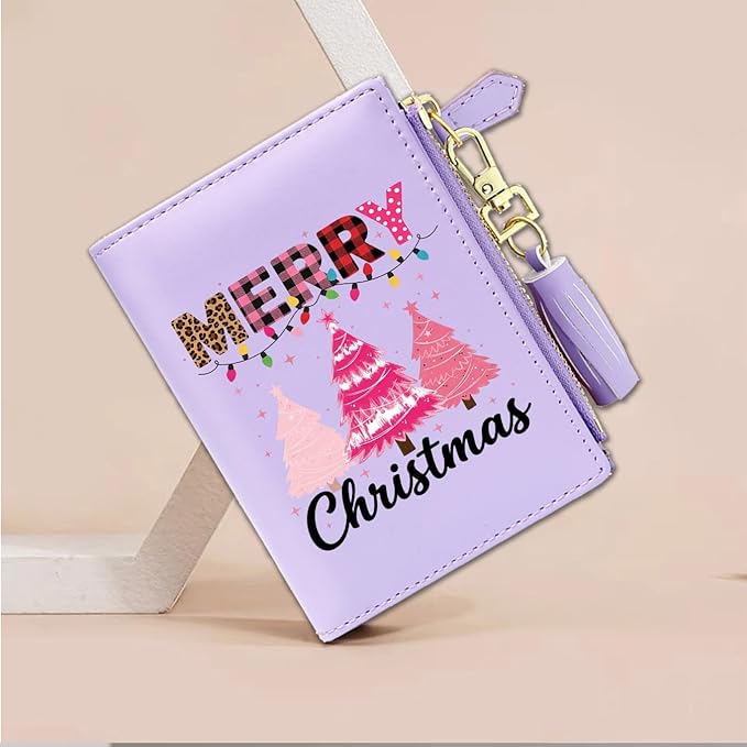 GEEAD Custom Design Small Wallets for Women Bifold Slim Coin Purse Zipper ID Card Holder for Christmas