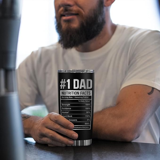 SANDJEST Dad Tumbler 20oz, Dad Fuel Cup Stainless Steel Insulated Tumblers, Coffee Mug Cups for Best Dads from Daughter Son, Gifts for Birthday Christmas Fathers Day