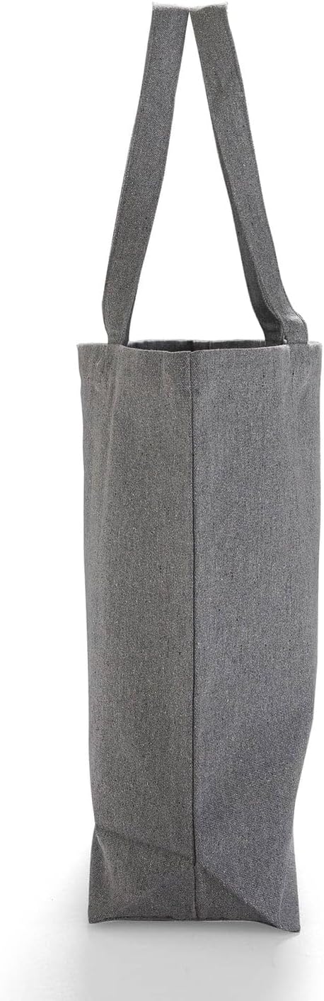 Large Recycled Cotton Canvas Tote Bag with Gusset – 12 Pcs Reusable Bag with Shoulder Straps, Canvas Tote Bags Bulk