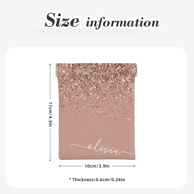 Coin Purse Blush Pink Rose Gold Glitter Leather Squeeze Coin Purse Mini Pouch Change Wallet Bag Gifts for Women Kids Girls Key Holder