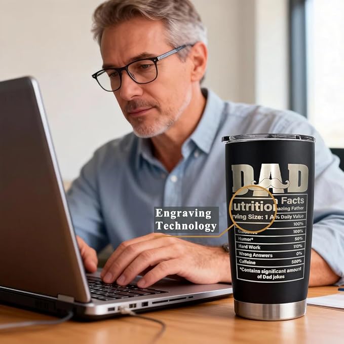 Best Dad Ever Tumbler for Men, 20 oz Stainless Steel Insulated Coffee Cup Double Wall Travel Mug with Lid, Dad Gifts for Father's Day Birthday