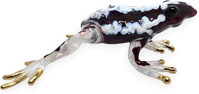 WitnyStore 5¼" Dark Red White Frog Artistic Blown Glass Figurine Premium Hand-Blown Statue Tabletop Decoration Unique Collectible for Adult Collectors Handcrafted Elegant Home Room Decor