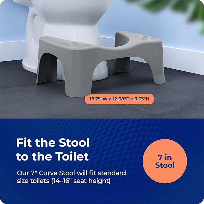 Squatty Potty The Original Bathroom Toilet Stool, Curve Lightweight with Sleek and Modern Design, Gray, 7"