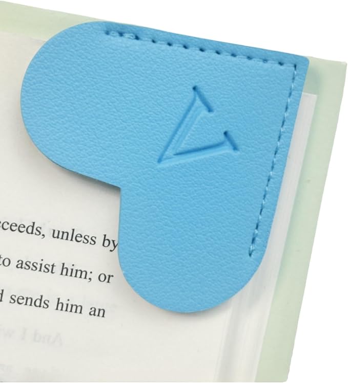 MOTEERLLU Personalized Leather Heart Bookmark with Initials, Handmade, Letter Cute Custom Corner Book Marks for Reading Women, Teachers, Students, Book Lovers, Book Accessories(Blue,V)