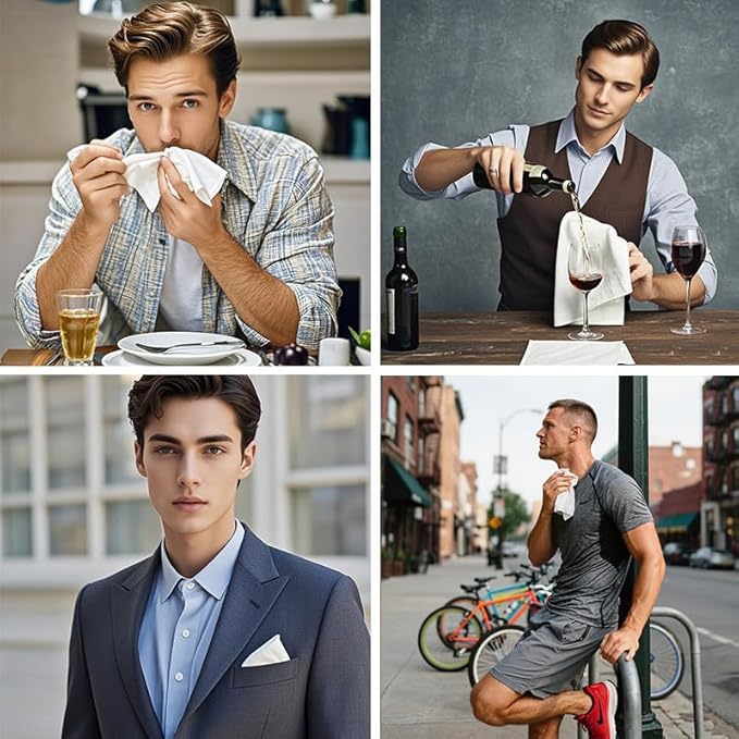 24 PCS 16'' x 16''Handkerchiefs for men 100% Soft Cotton White Hankie handkerchief bulk father's day gifts (24pcs 16'' x 16'')
