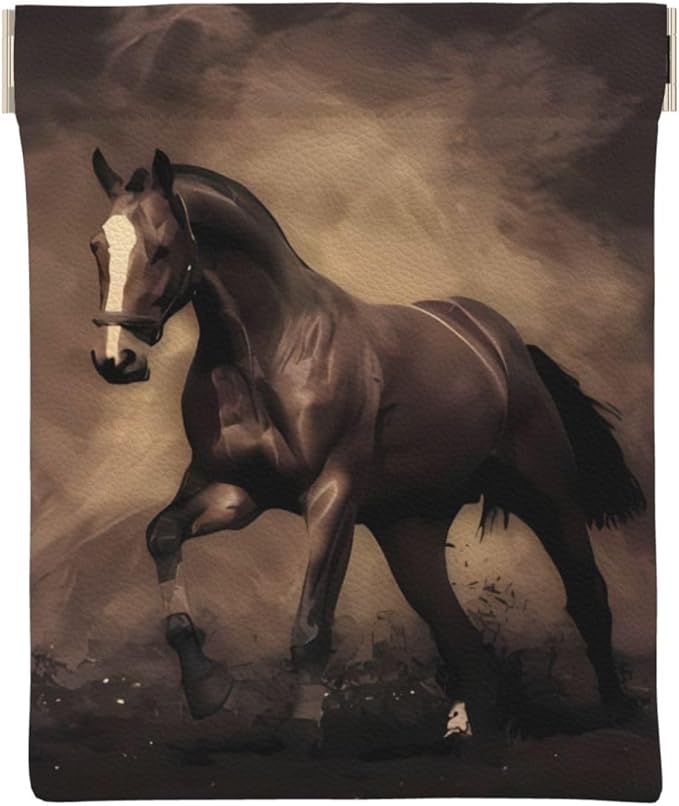 Coin Purse running horse Leather Squeeze Coin Purse Mini Pouch Change Wallet Bag Gifts for Women Kids Girls Key Holder