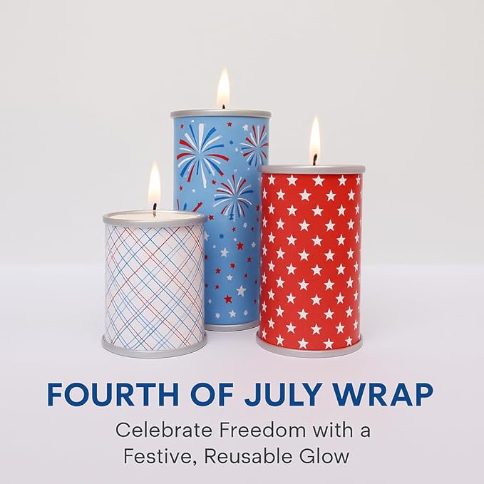 Reusable Interchangeable Candle, Decorative Wrap Design, Customizable Holiday Home Décor, Refillable Giftable Accent for Seasonal Styling