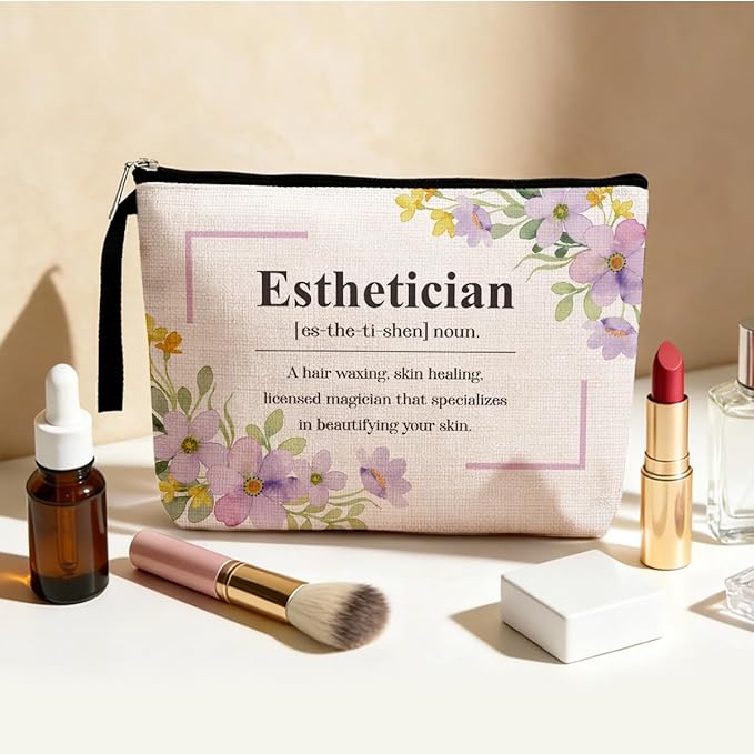 Funny Esthetician Definition Makeup Bag Appreciation Gifts Cosmetic Bag for Women Beautician Salon Stylist Coworker Zipper Pouch Bag Travel Bag for Retirement Birthday Christmas Thanksgiving