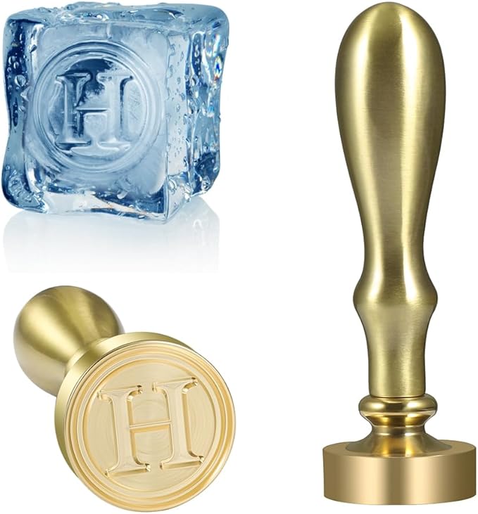 Ice Cube Stamp for Cocktails Ice Stamp Brass Head with Handle, Ice Branding Stamp for Ice Cubes Cocktail Whiskey Drinks Party Wedding Making DIY Crafting (Letter H)