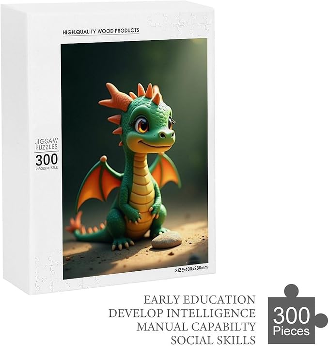 Wooden Puzzle - Green Dragon Jigsaw Puzzles，Wooden Puzzles for Adults 300 Pieces Challenge Puzzles，Educational Games，Family Puzzles，Unique Gifts for Wall Art