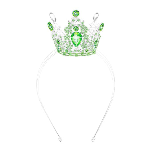 VELSCRUN Green Crystal Tiara Headband, Crowns for Women, Princess Girls Tiaras, Royal Queen Crown Princess Quinceanera Headpieces for Birthday Prom Bride Wedding Pageant Party Hair Band