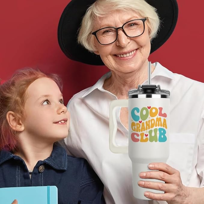 Christmas Gifts for Grandma, Cool Grandma Club Tumbler 40Oz - Grandmother Coffee Mugs, Gifts Ideas for Grandmas, Grammy, Granny, Nana, Gigi, Mimi, Mamaw - Grandmother Birthday Gift, Grandmy Cup