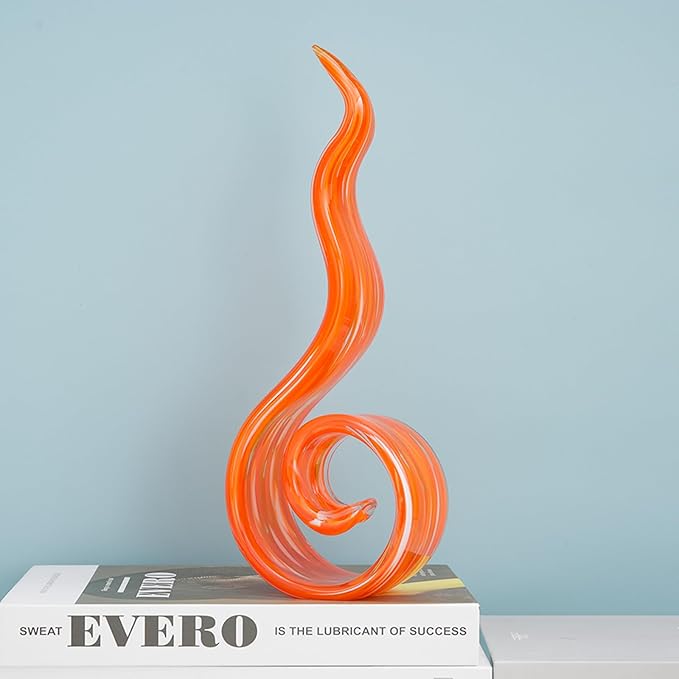 11.4" Tall Hand-Blown Glass Sculpture Murano-Style Sculpture Art Ornament Statue Figurines Home Decor Accent Piece Coastal Ocean Nautical Home Decor,Shelf,TV Stand,Tabletop Centerpieces,Wonderful Gift