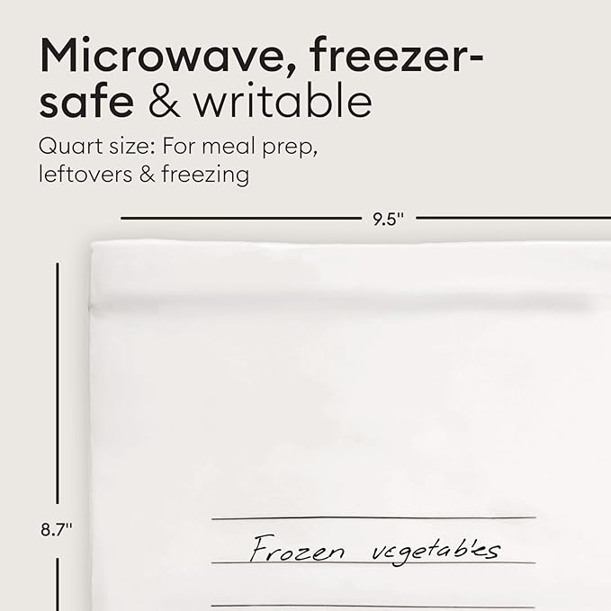 Vove Compostable Quart Bags, Large 30 Count – Freezer Safe, Leak Resistant, Non Toxic Food Storage for Leftovers & Meal Prep, Plastic-Free Eco Bags