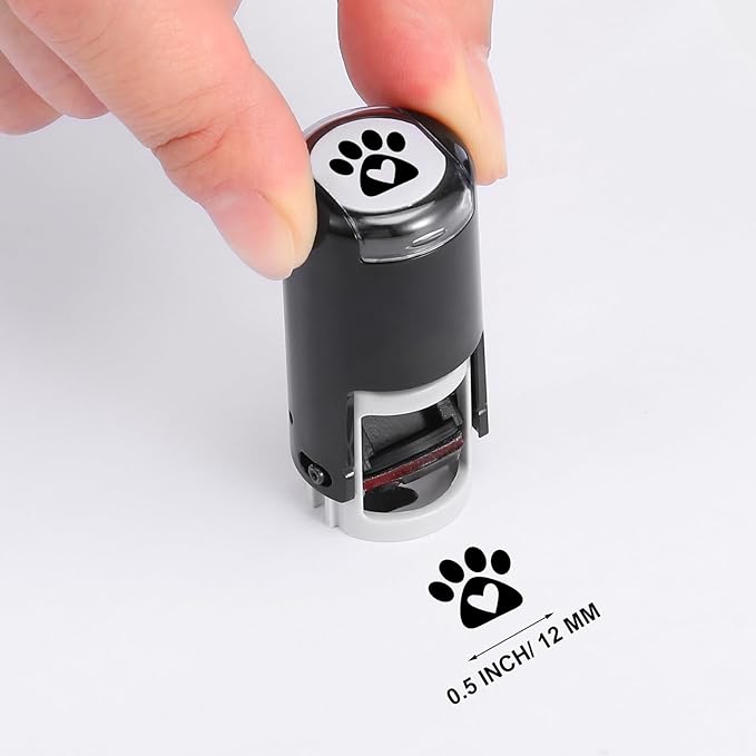 Supervitae 2 Pack Love Dog Paws Print Stamps Ink Stamper Mini Self Inking Stamps for Party Activities Craft Supplies