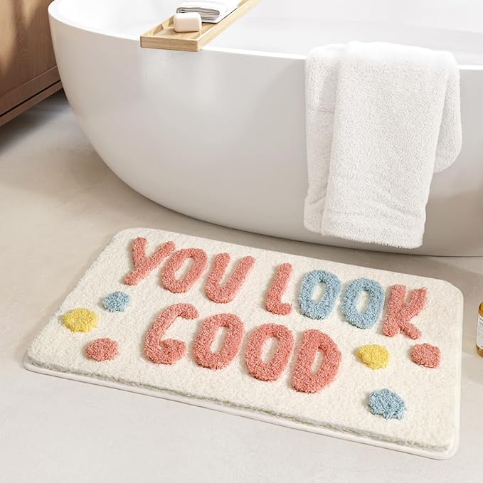 Ankah Get Naked Bath Mats, Rude Swear Words Unique Funky Cute Bathroom Rugs, Non Slip Rubber Backed Machine Washable, Cool Shag Absorbent Bath Rug for You Home, 17.32" x 29.92" (You Look Good)