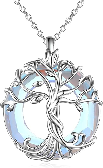 TOUPOP Tree of Life Necklace 925 Sterling Silver Family Tree Pendant Austrian Crystal Jewelry Valentines Day Birthday Gifts for Women Mom Wife Her