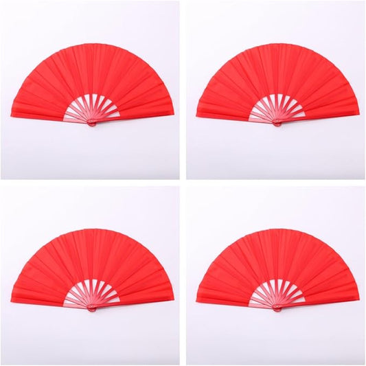 Plastic 13inch Large Rave Fan Popping Fan Clacking Fans for Line Dancing,Hand Fans for Women Foldable,Outdoor,Wedding,Party (Red-4)