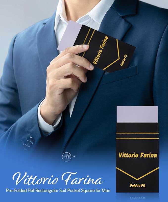 Premium Pre-Folded Four-Point Suit Pocket Square for Men with Sewn Pocket Fold