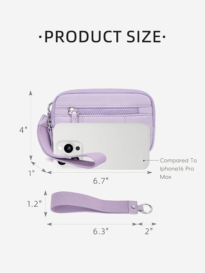 WESTBRONCO Wristlet Wallets for Women Nylon Quilted RFID Wallet with 3 Zipper Purse for Travel