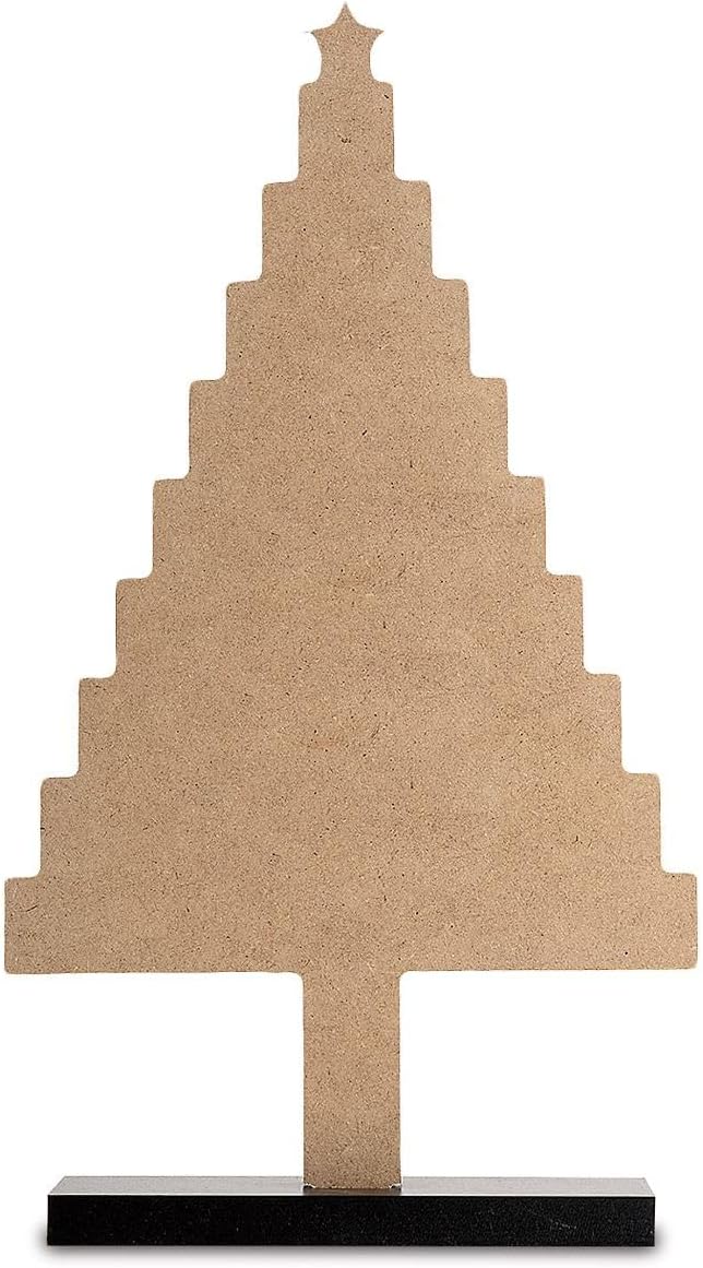 Lillian Vernon Wooden Christmas Ruler Tree Shelf & Table Sitter Sign, Seasonal Tabletop Decorations & Rustic Indoor Home Decor, 12” Tall, MDR & Wood