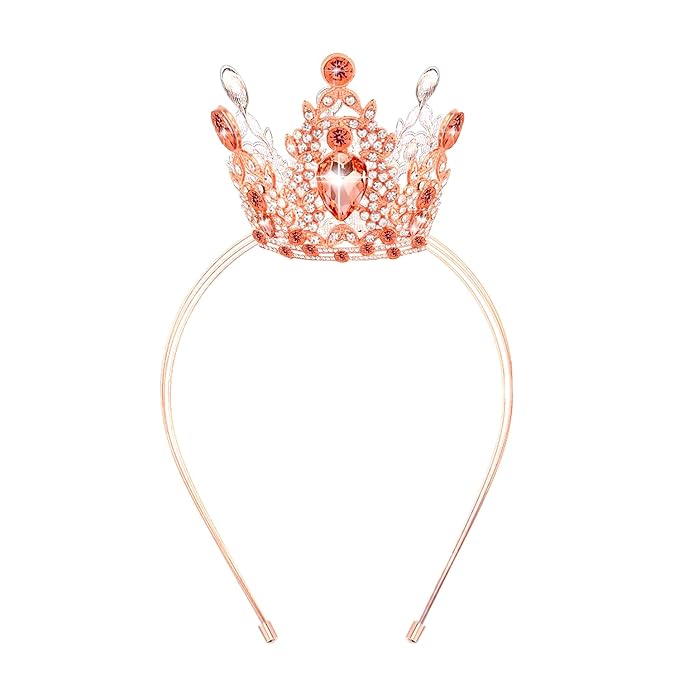 VELSCRUN Rose Gold Crystal Tiara Headband, Crowns for Women, Princess Girls Tiaras, Royal Queen Crown Princess Quinceanera Headpieces for Birthday Prom Bride Wedding Pageant Party Hair Band