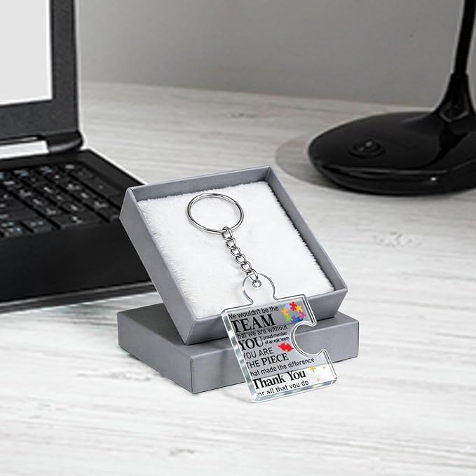 Team Appreciation Gifts for Employee Coworker Staff Bulk, Teamwork Thank You Gift Set Puzzle Piece Acrylic Keychains