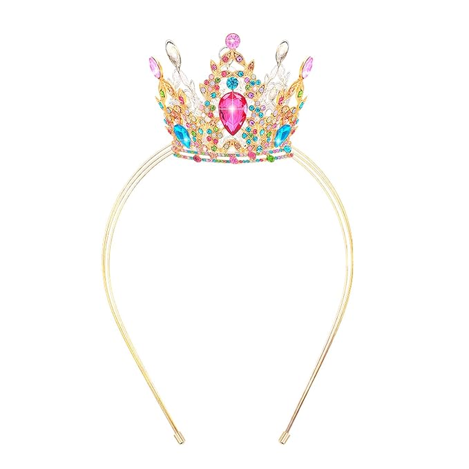 VELSCRUN Rainbow Crystal Tiara Headband, Crowns for Women, Princess Girls Tiaras, Royal Queen Crown Princess Quinceanera Headpieces for Birthday Prom Bride Wedding Pageant Party Hair Band