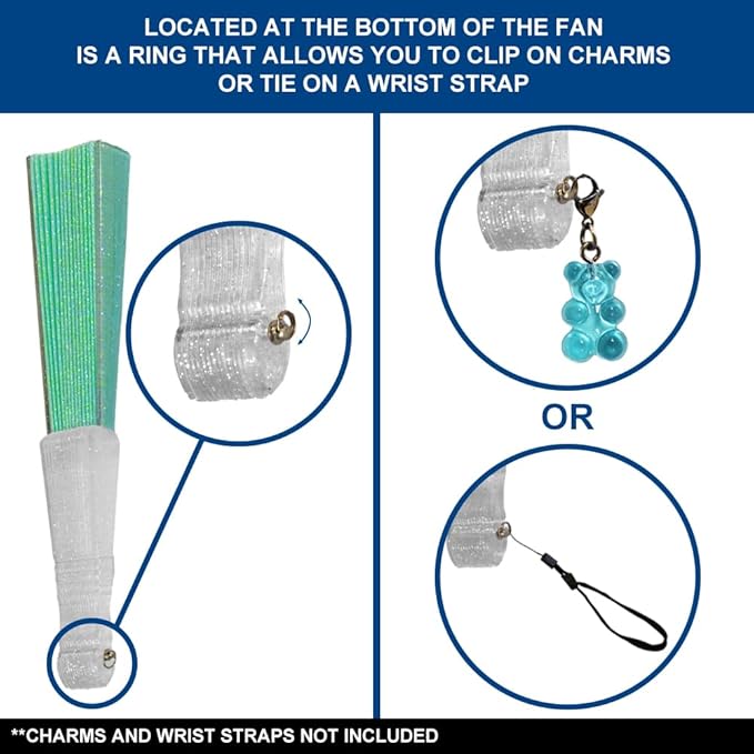 Flags Importer Glitter Fairy Blue Small Hand Fan (Clear Handle)