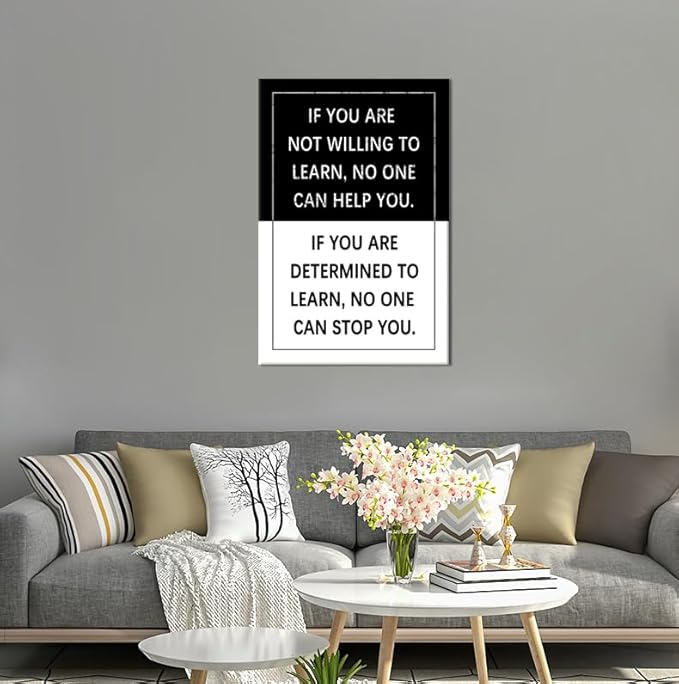 Inspirational Wall Art for Office Determined to Learn Entrepreneur Quote Positive Motivational Poster Canvas Painting Prints Wall Pictures for Living Room Home Decor Framed Artwork [24''W x 36''H]