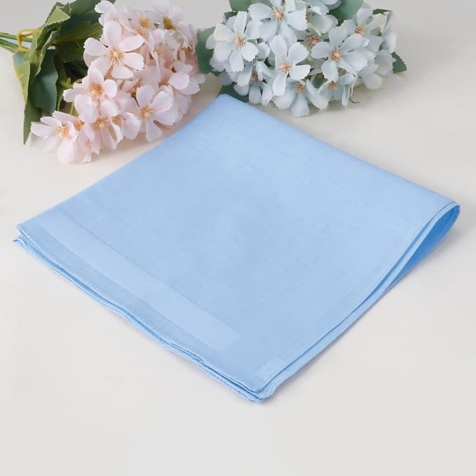 HOULIFE Men's Cotton Handkerchiefs, Solid Color 60S Soft Cotton Hankies for Men Women 6/12PCS 15.7"×15.7"