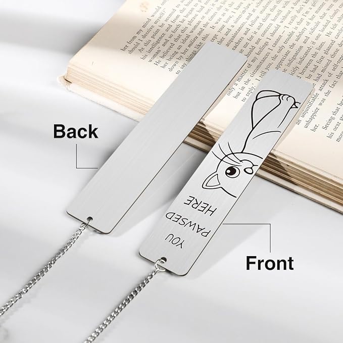 Cute Cat Gifts, Funny Cat Metal Bookmark for Reading Women, Book Accessories for Girls Cat Lovers, Retirement Gift for Women Book Lovers Men Friends