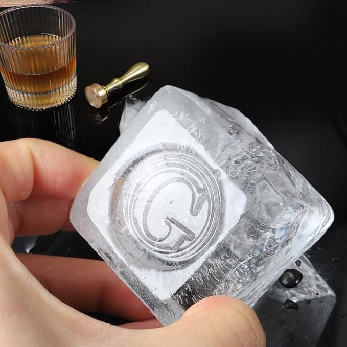 Ice Cube Stamp for Cocktails Ice Stamp Brass Head with Handle, Ice Branding Stamp for Ice Cubes Cocktail Whiskey Drinks Party Wedding Making DIY Crafting (Letter G)