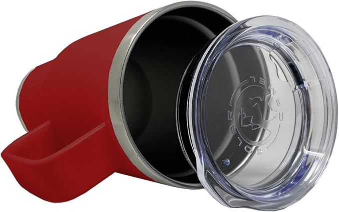 LaserGram 20oz Vacuum Insulated Travel Mug with Handle, Bronco Rider, Personalized Engraving Included (Maroon)
