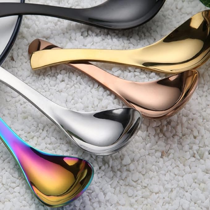 5 PCS Stainless Steel Soup Spoons, Mirror Finish, Kitchen & Dessert Spoons (Rose Gold)