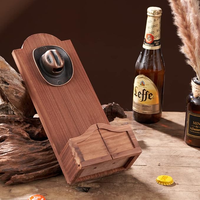 Western Cowboy Hat Bottle Opener, Vintage Wooden Wall Mounted Bottle Opener，Ideal Gift for Men and Beer Lovers, Use as Bar Decoration.