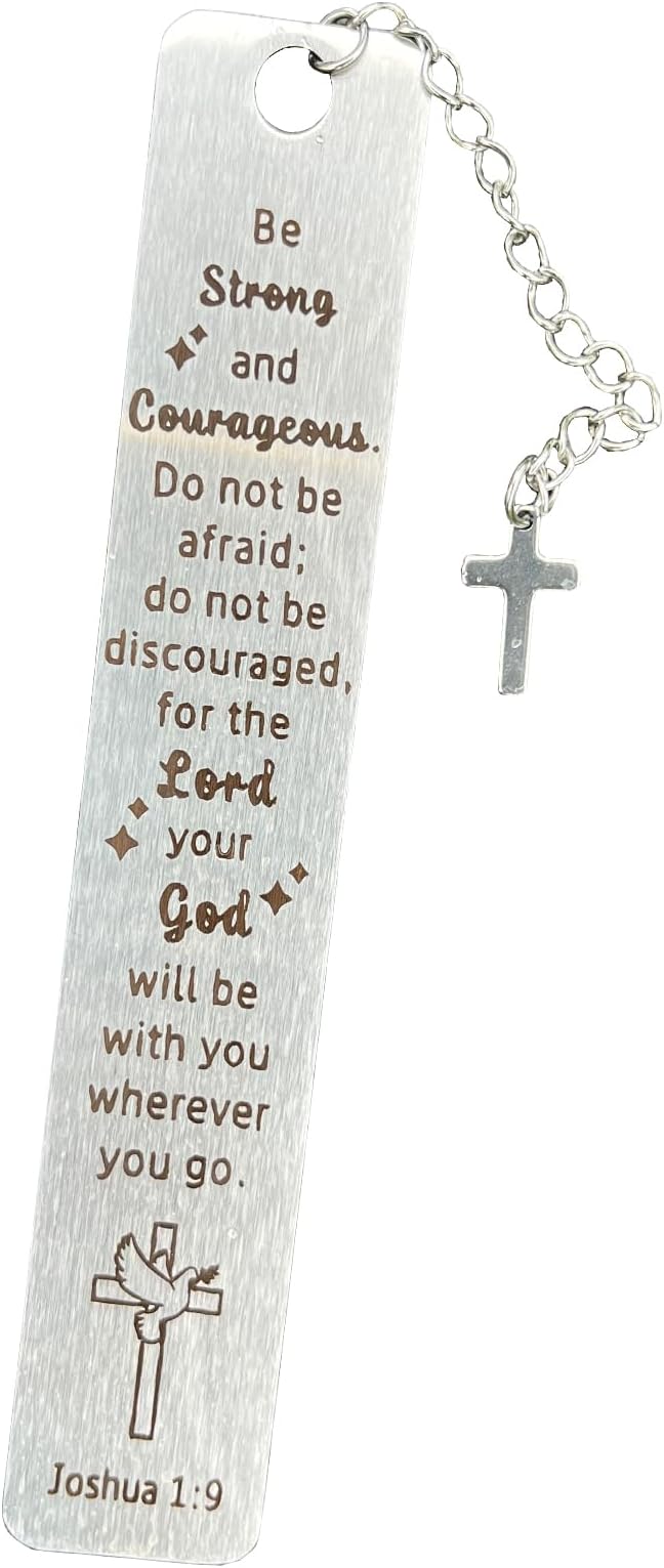 Christian Bookmark Gifts for Women Girls Boys, Inspirational Religious Book Mark Markers Faith (Be Strong and Courageous)