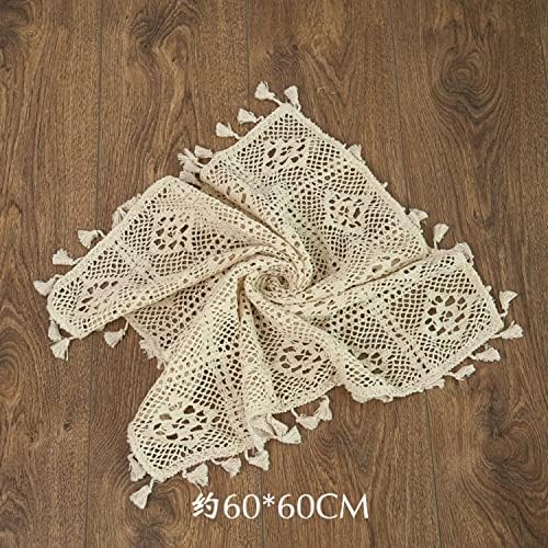 Honra Baby Photoshoots Props Blanket Newborn Photography Crochet Rug Photo Posing Layer Vintage (Cream E) - Image 2