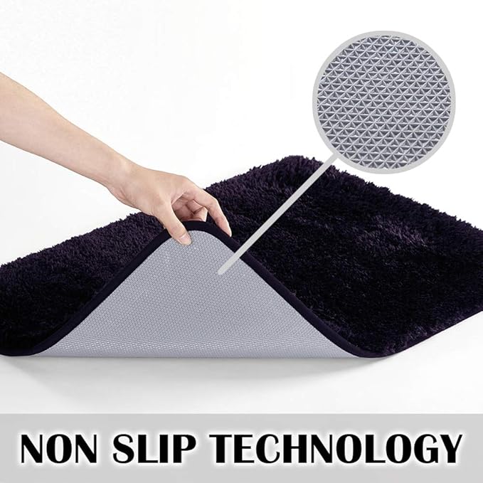 Suchtale Extra Soft & Absorbent Shaggy Bath Mat (24 x 60, Dark Purple) - Machine Washable Microfiber, Non Slip, Shaggy Bathroom Mat