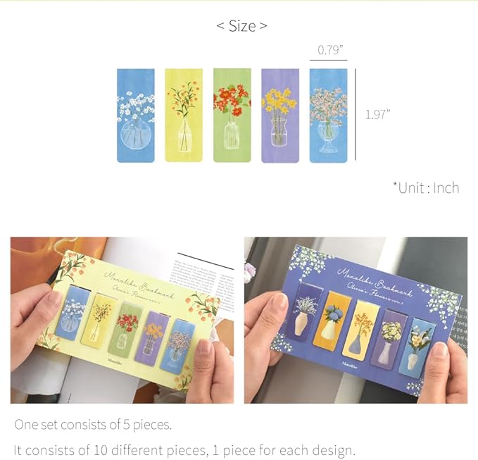 Magnetic Bookmarks Set - A (Olivia's Flowers ver.1 + ver.2)