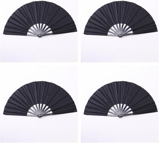Plastic 13inch Large Rave Fan Popping Fan Clacking Fans for Line Dancing,Hand Fans for Women Foldable,Outdoor,Wedding,Party (Black-4)