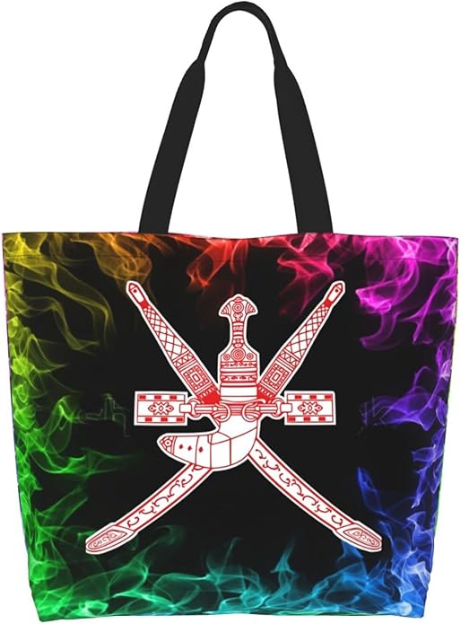 Oman National Emblem Large Reusable Eco-friendly Shopping Bags Portable Storage Handbag