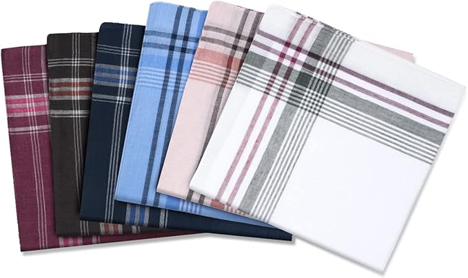 URAQT Men's Handkerchiefs, 12 Pack Gents Hankies, Mens Premium Handkerchiefs Cotton White Pocket Square Hanks for Men Women