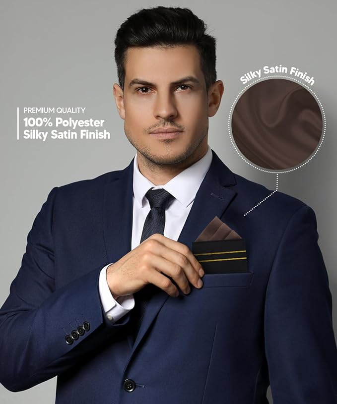 Premium Pre-Folded Four-Point Suit Pocket Square for Men with Sewn Pocket Fold