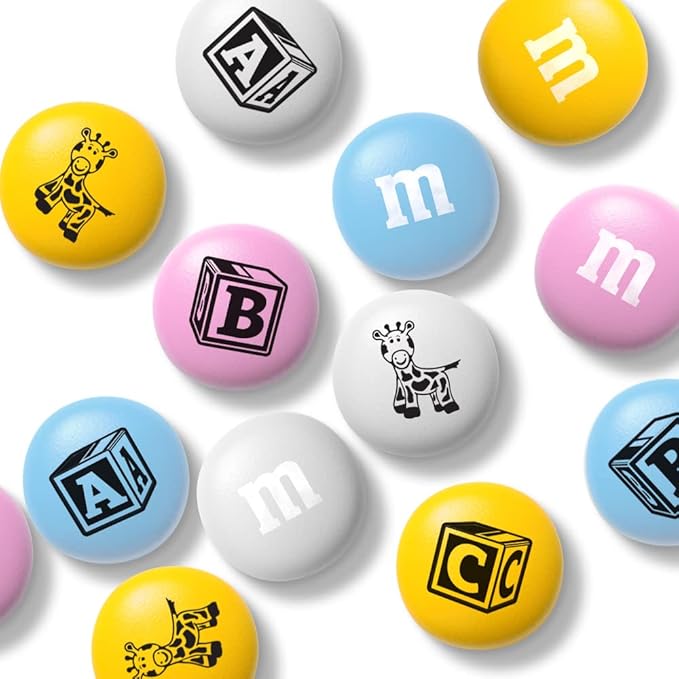 M&M'S World New Baby Gift Box Milk Chocolate Candy 1lb Bag with Assorted M&M'S for Baby Showers Newborn Gifts and Gender Reveal Parties