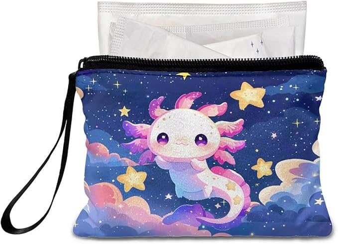Dolyues Axolotl Coin Purse Wallet Change Pouch Key Holder Cute Women Money Bag Zipper Makeup Bag for Women Gift