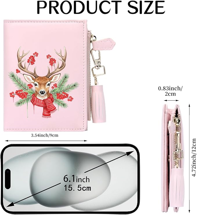 GEEAD Custom Design Small Wallets for Women Bifold Slim Coin Purse Zipper ID Card Holder for Christmas
