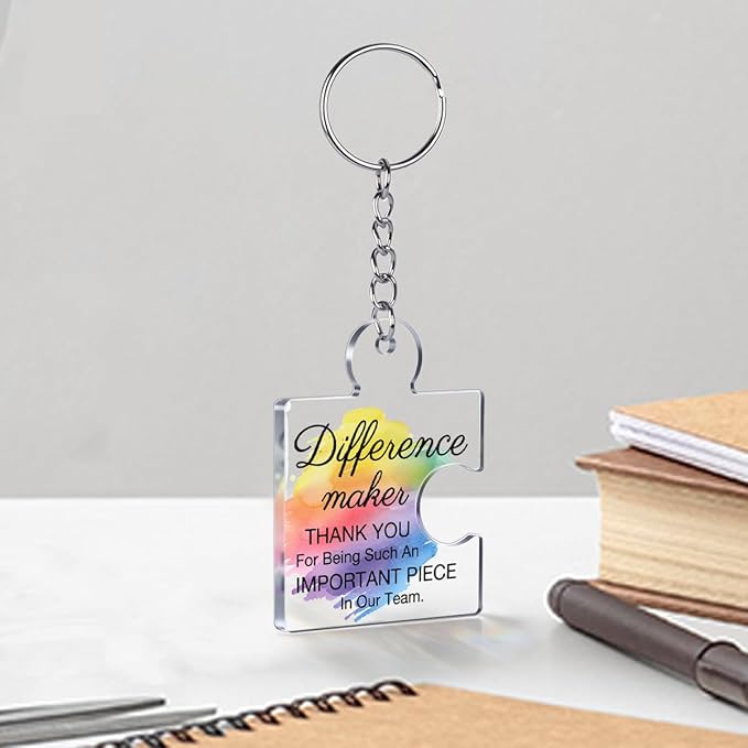 Team Appreciation Gifts for Employee Coworker Staff Bulk, Teamwork Thank You Gift Set Puzzle Piece Acrylic Keychains